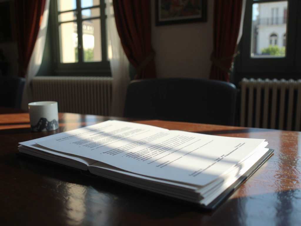 Documents juridiques structurés sur un bureau parisien